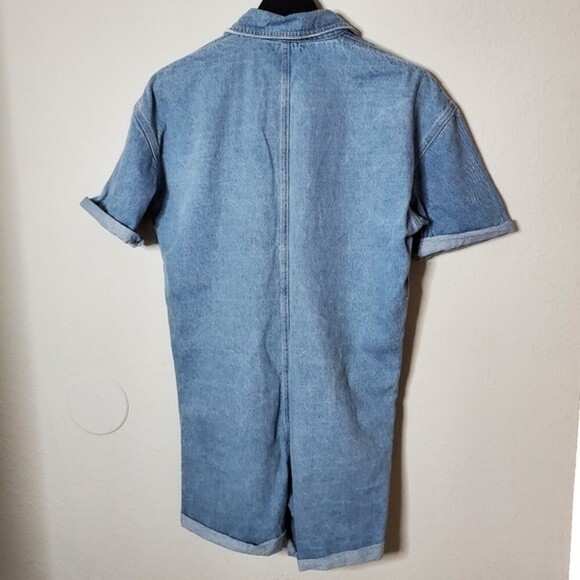 Fashion Nova The Whole Package Light Wash Denim Romper Size Medium Button Down - Picture 5 of 15